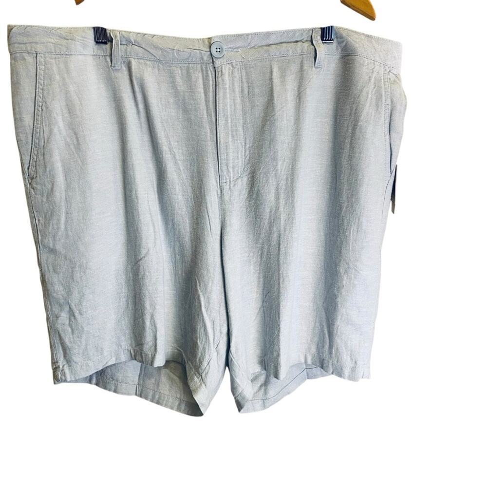 Saks Fifth Ave Men’s Light Blue Flat Front Classic Linen Blend Shorts Sz 40